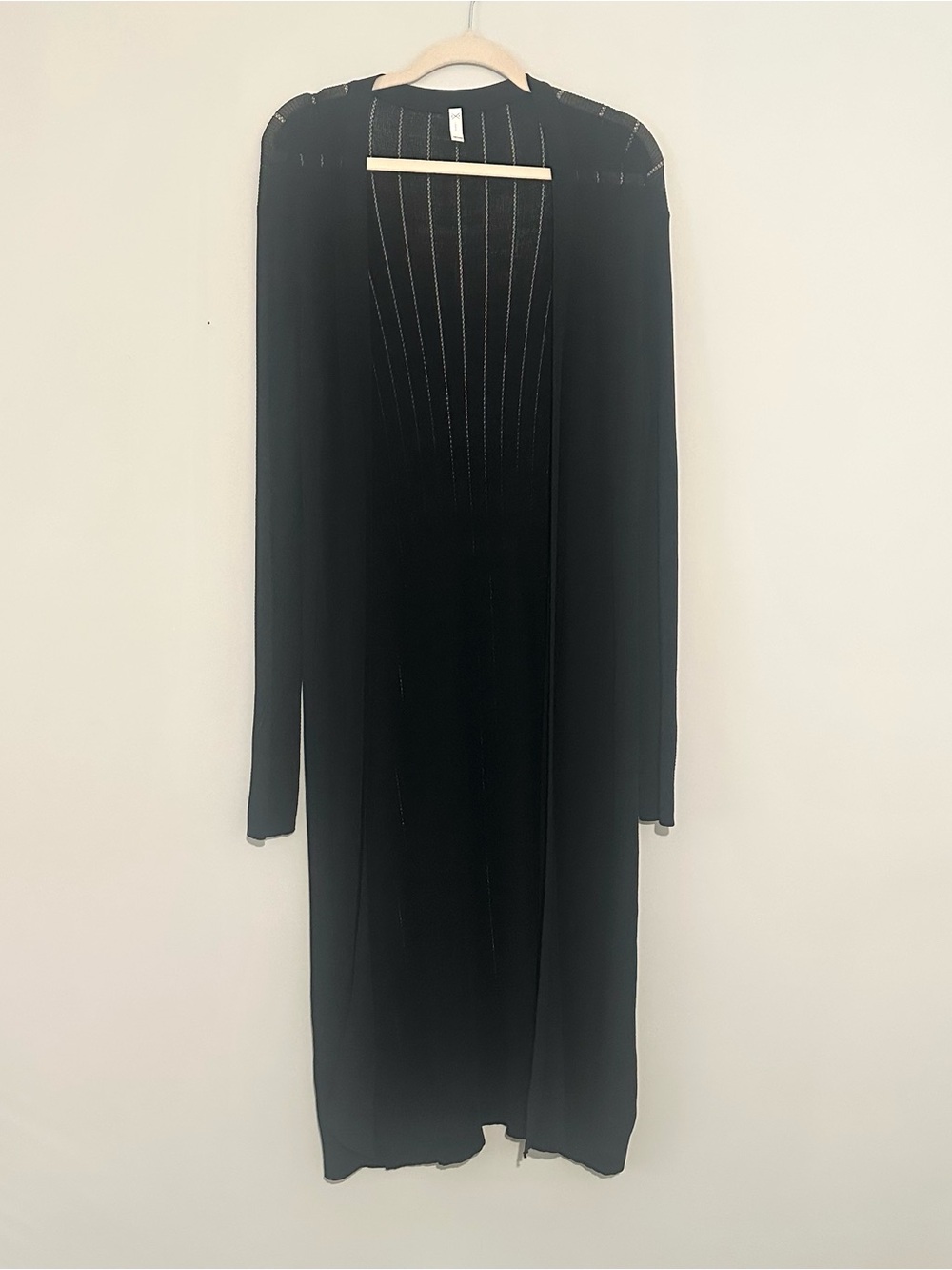 GF Large Black Open Front Duster Cardigan Long Lightweight Knit